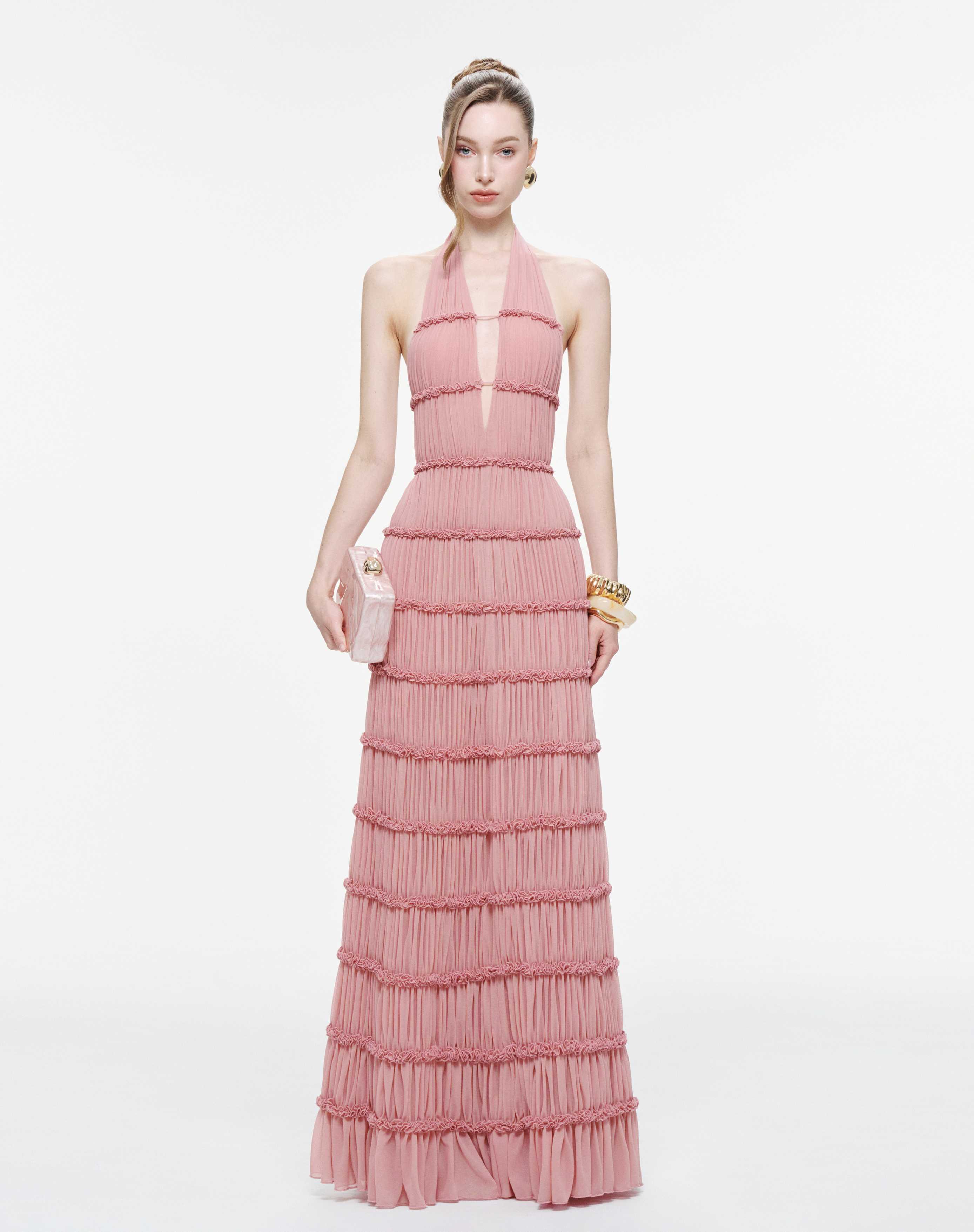 Backless Stretch Mesh Maxi Dress