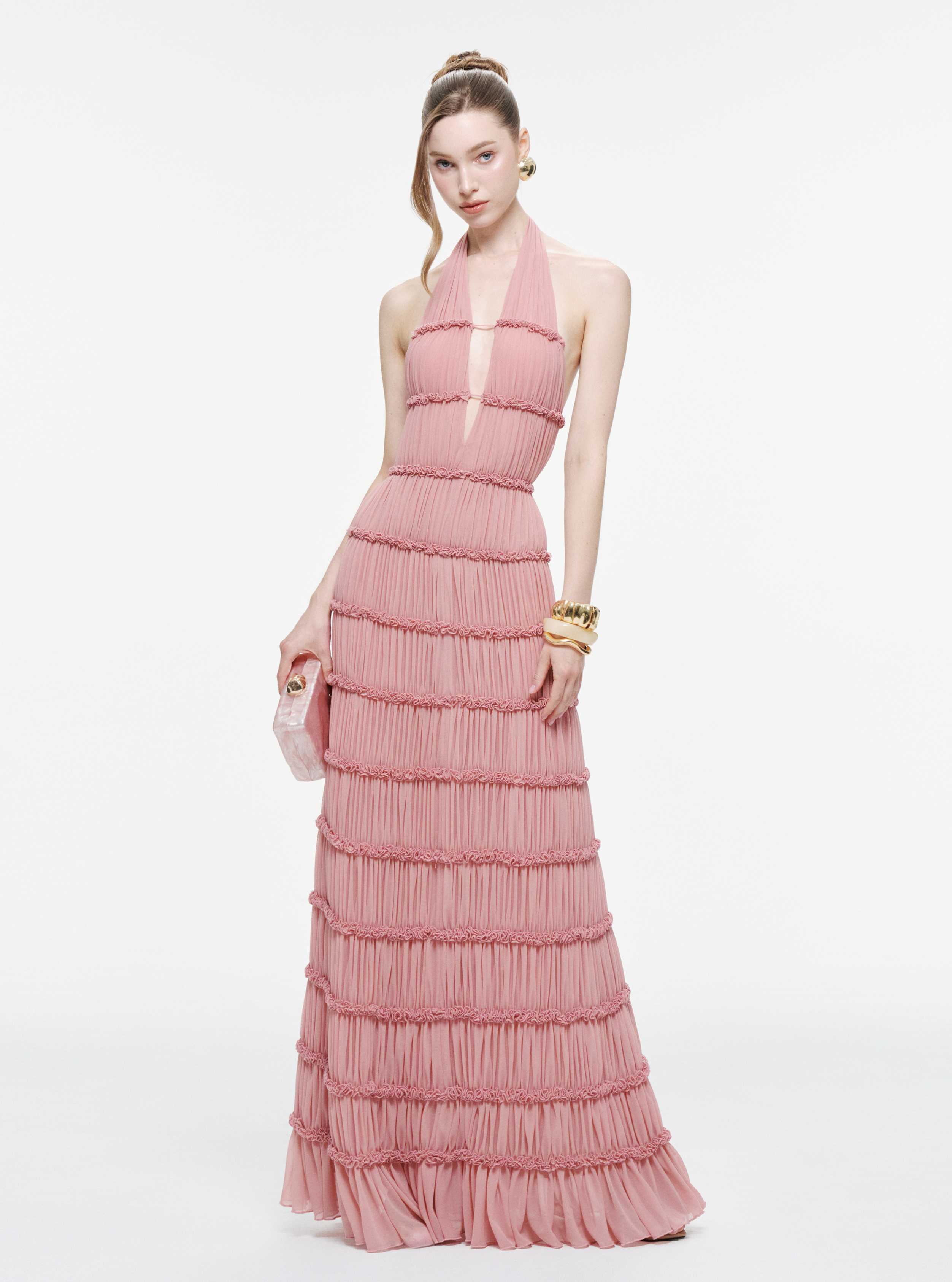 Backless Stretch Mesh Maxi Dress