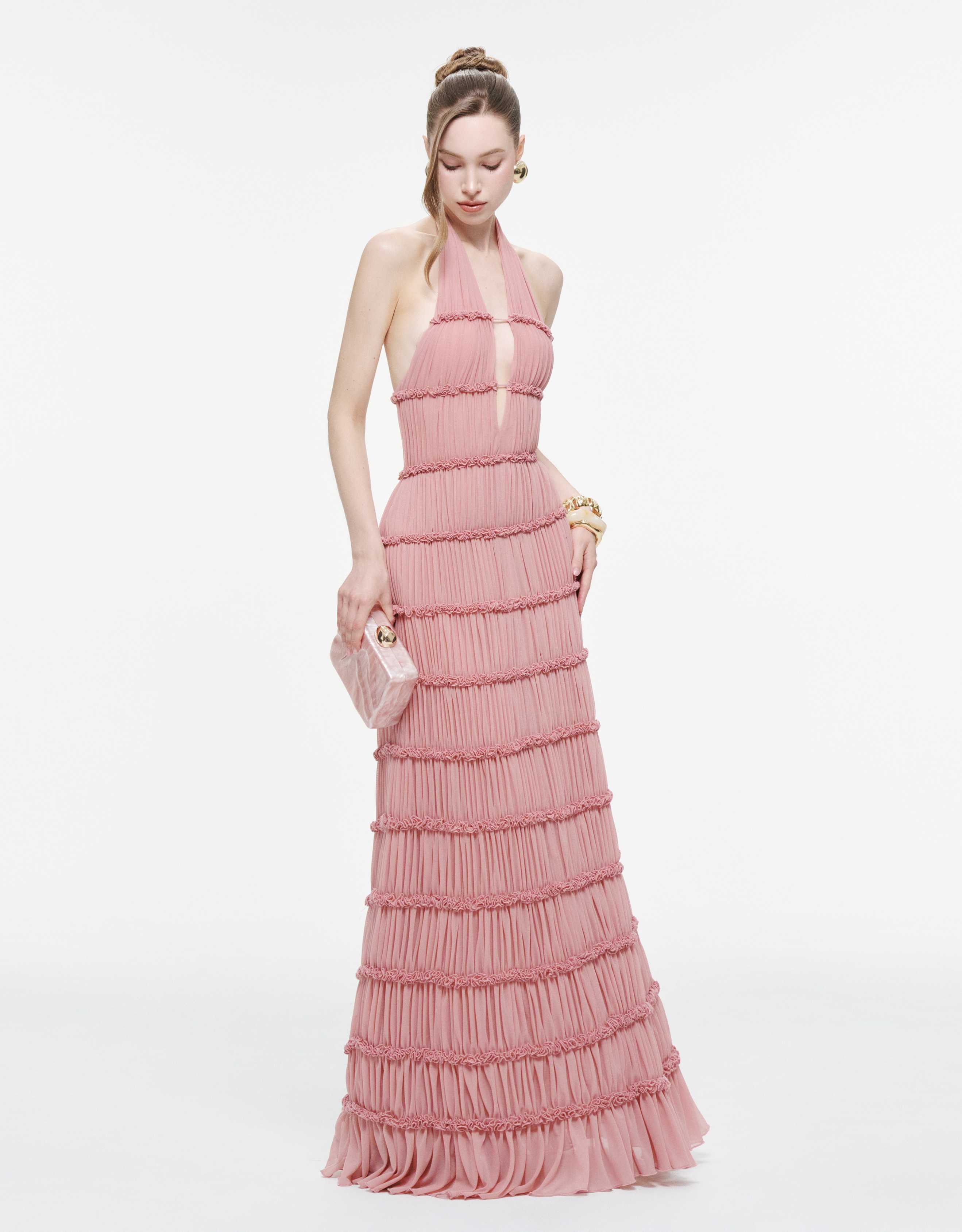 Backless Stretch Mesh Maxi Dress