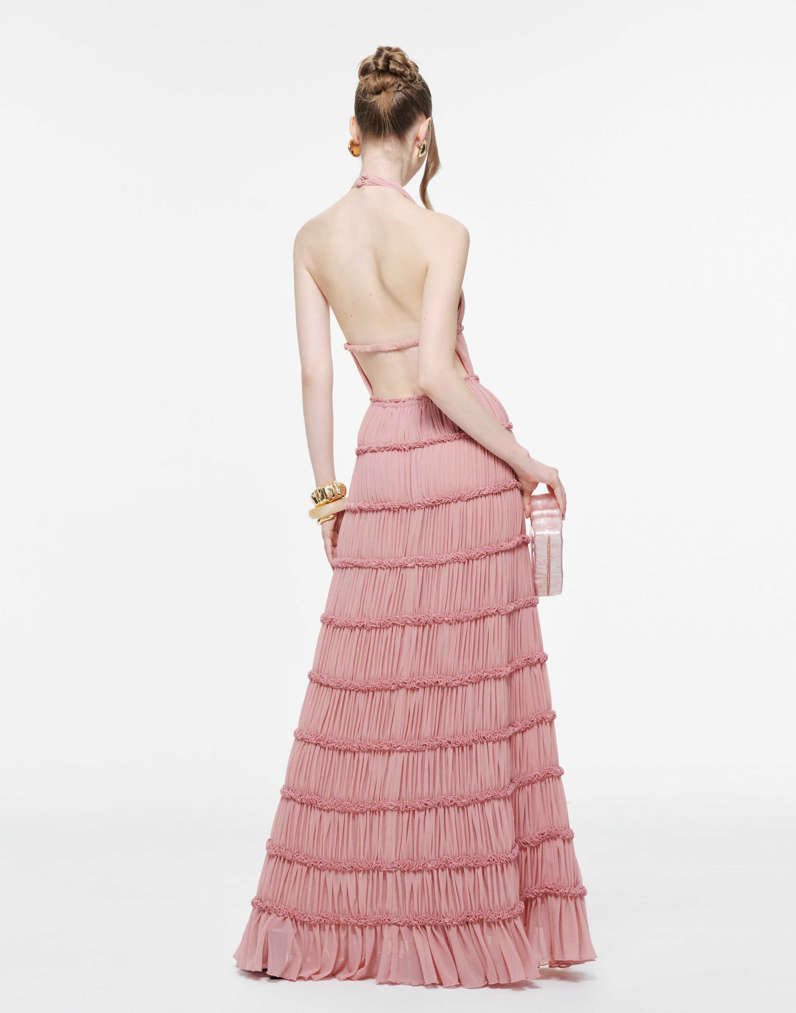 Backless Stretch Mesh Maxi Dress