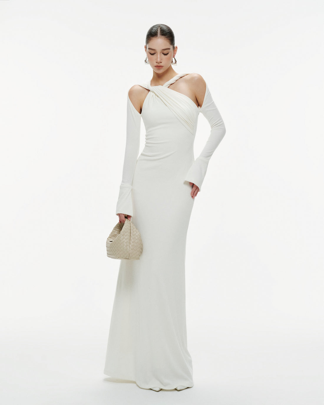 Ribbed Twist-Neck Dress