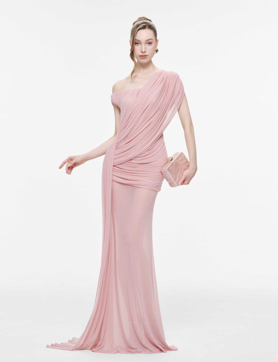 Side-Gathered Mesh Dress