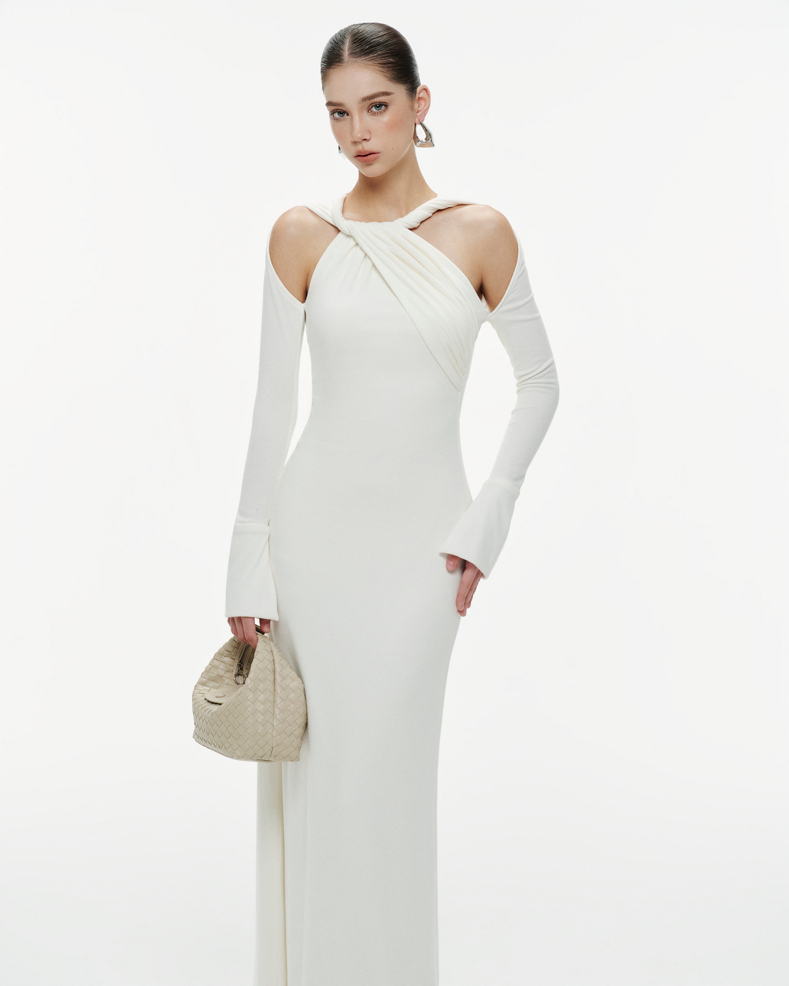 Ribbed Twist-Neck Dress