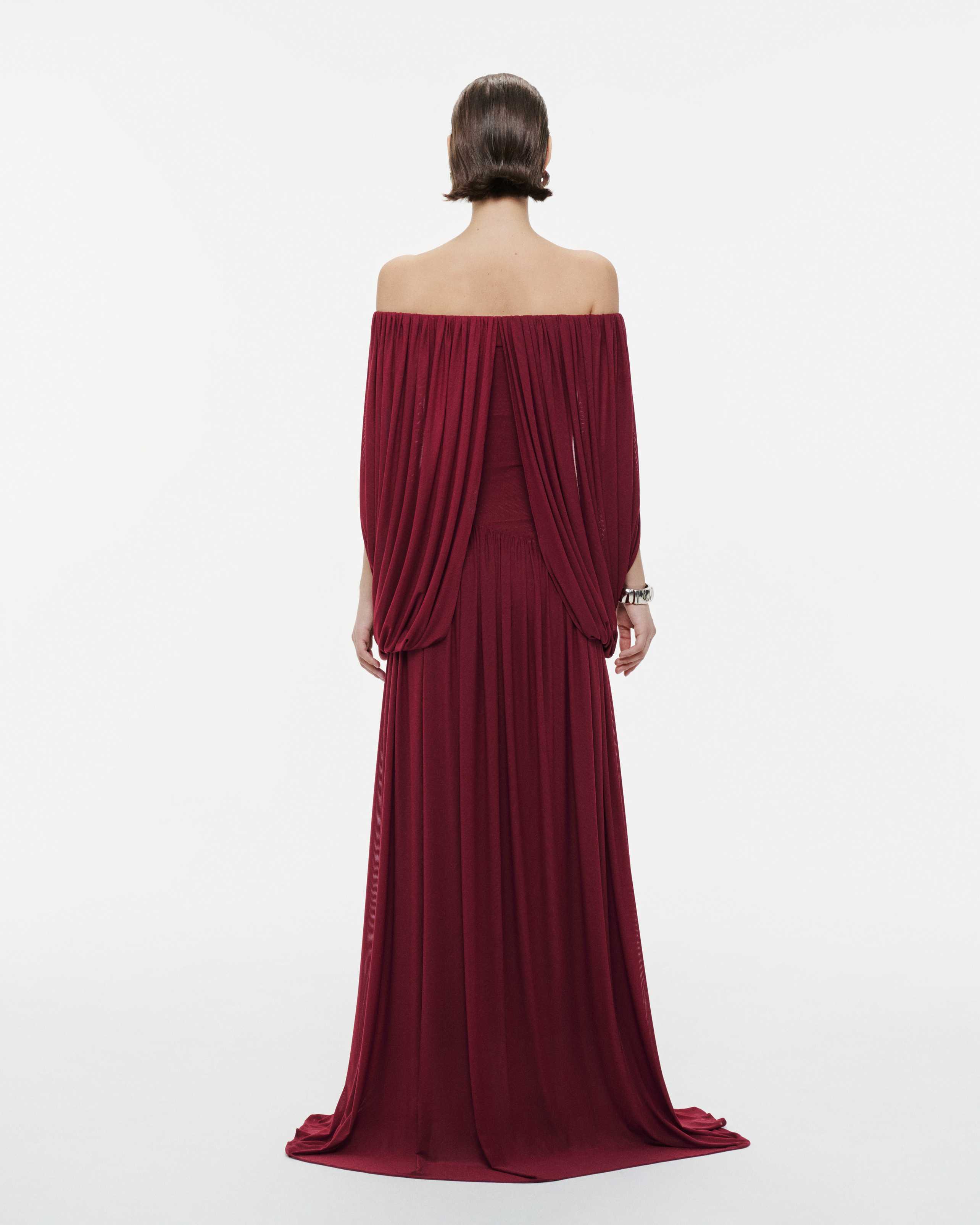 Off Shoulder Ruched Cape Dress MOLLYNISTA Off Shoulder Ruched Cape Dress MOLLYNISTA