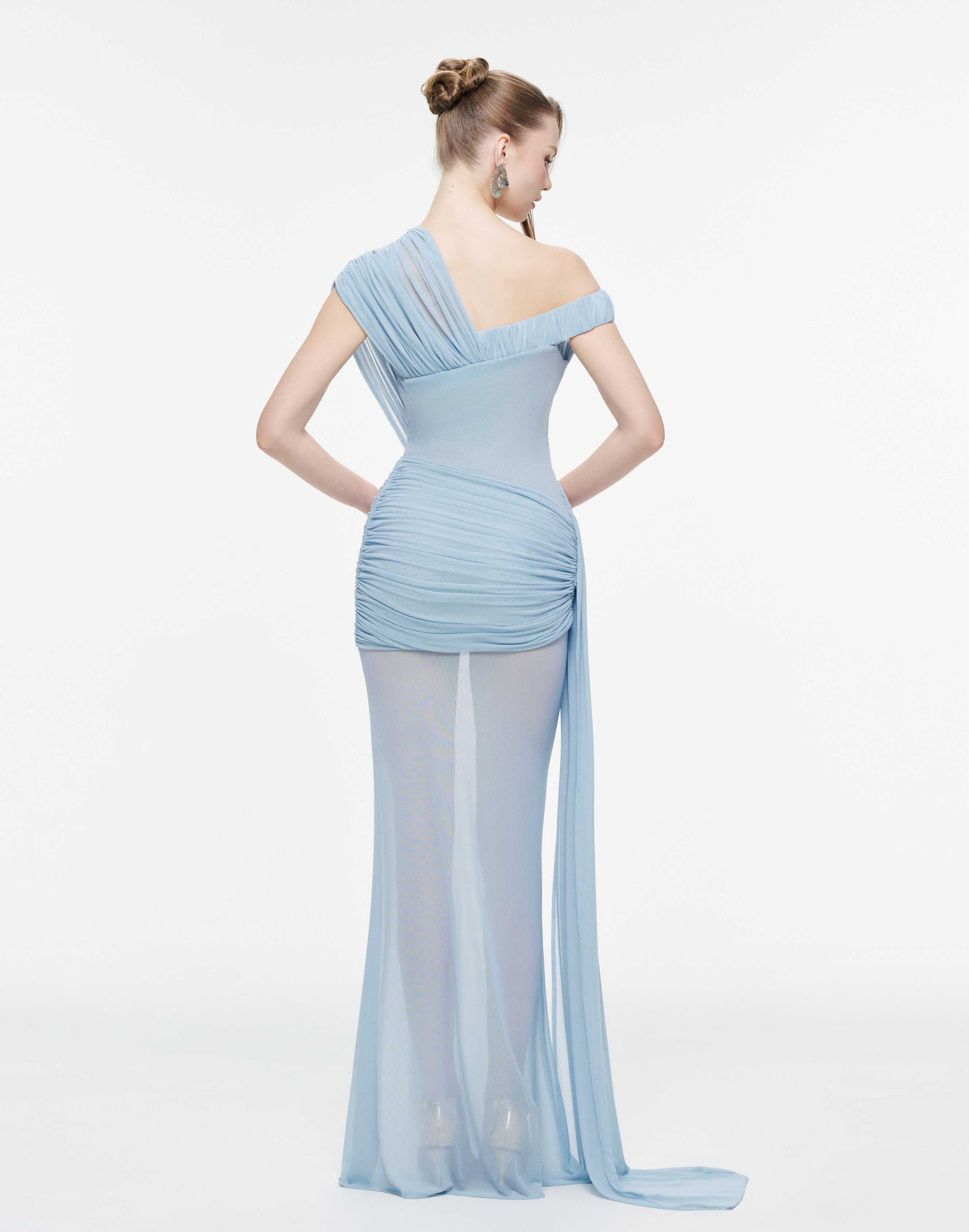 Side-Gathered Mesh Dress