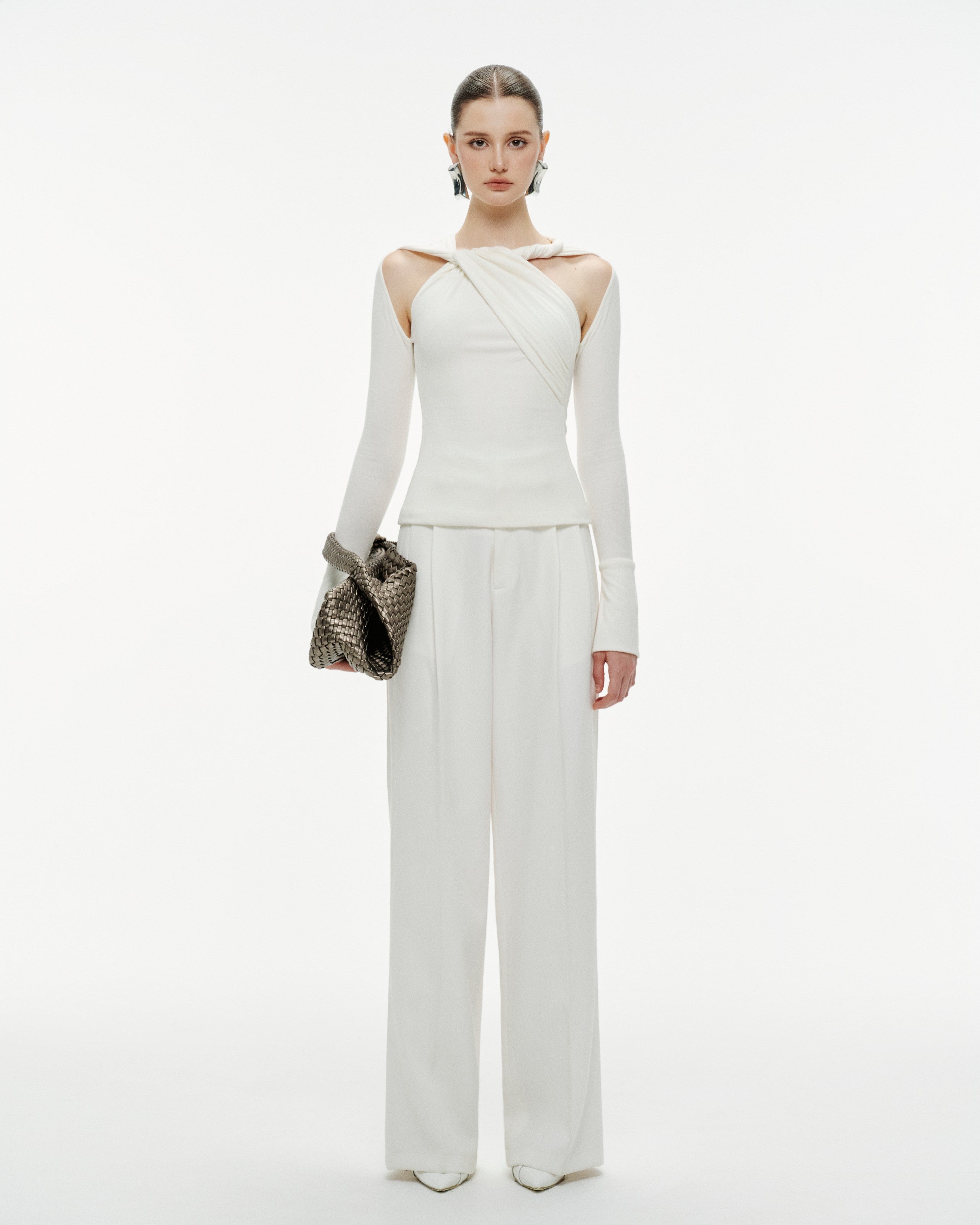 Ribbed Twist-Neck Top