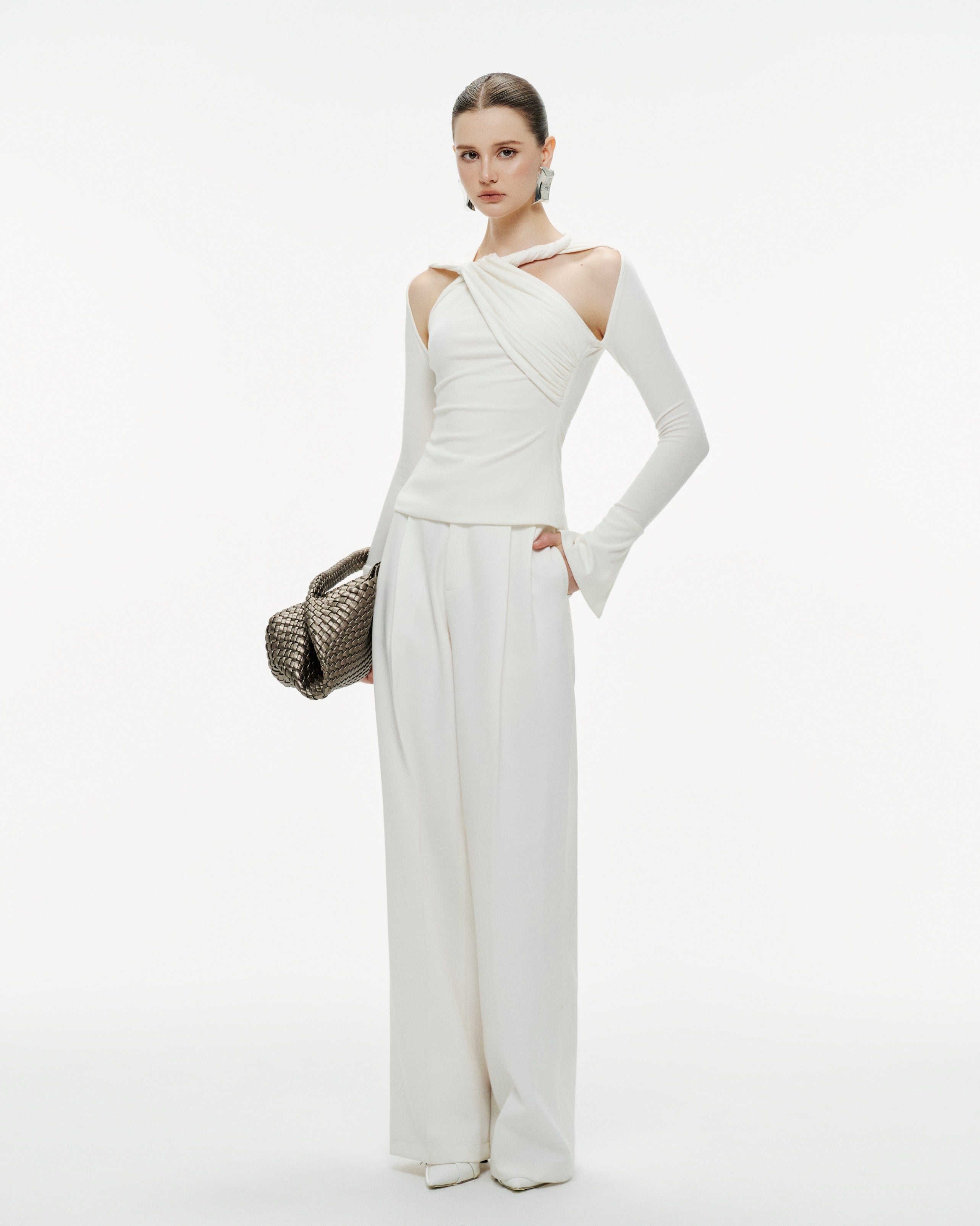 Ribbed Twist-Neck Top