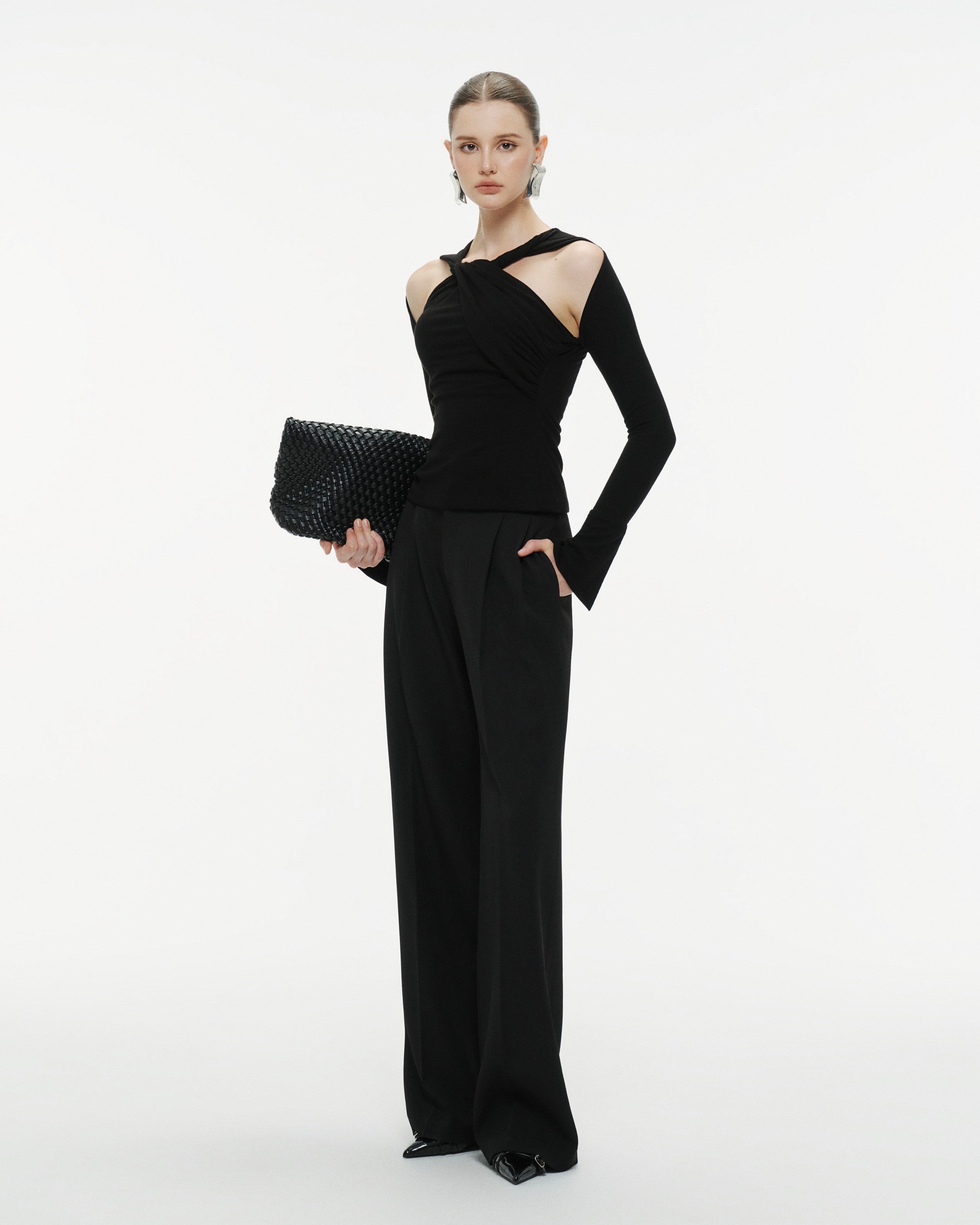 Ribbed Twist-Neck Top
