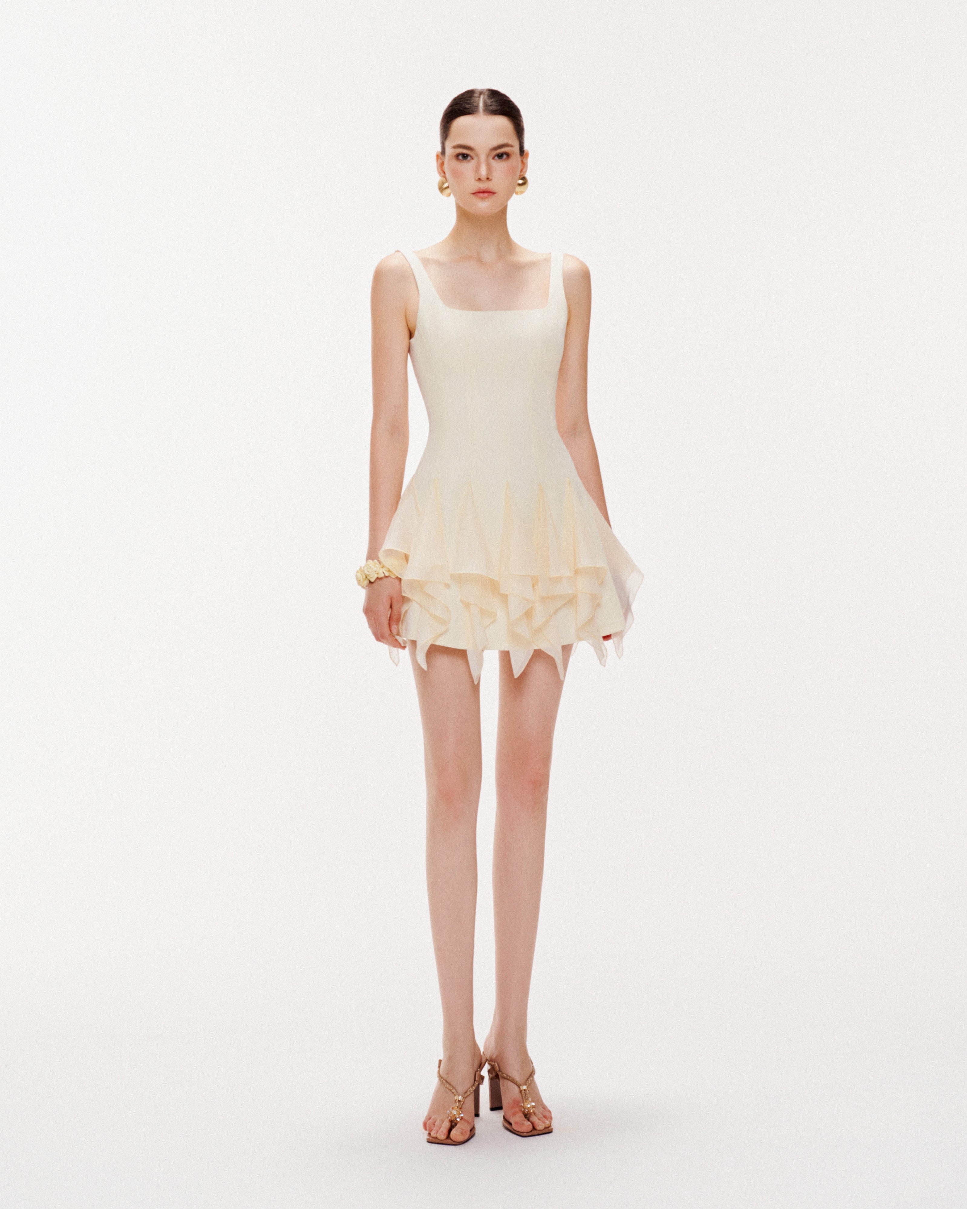 Pointed Ruffles Dress