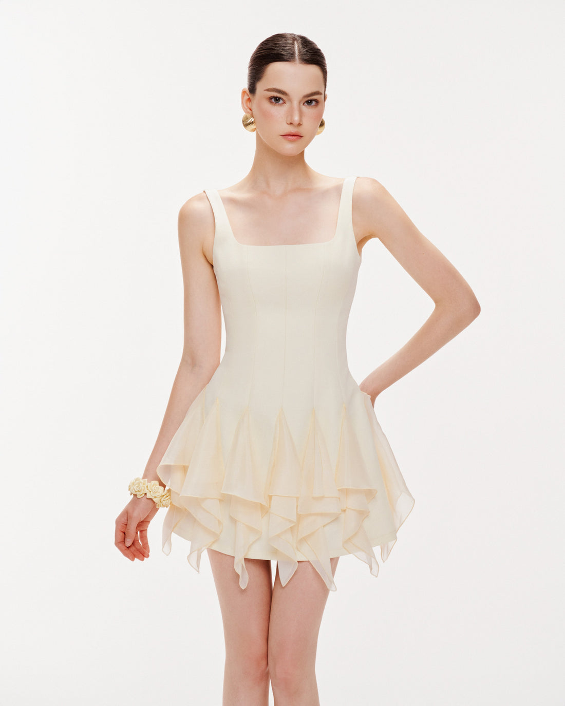 Pointed Ruffles Dress