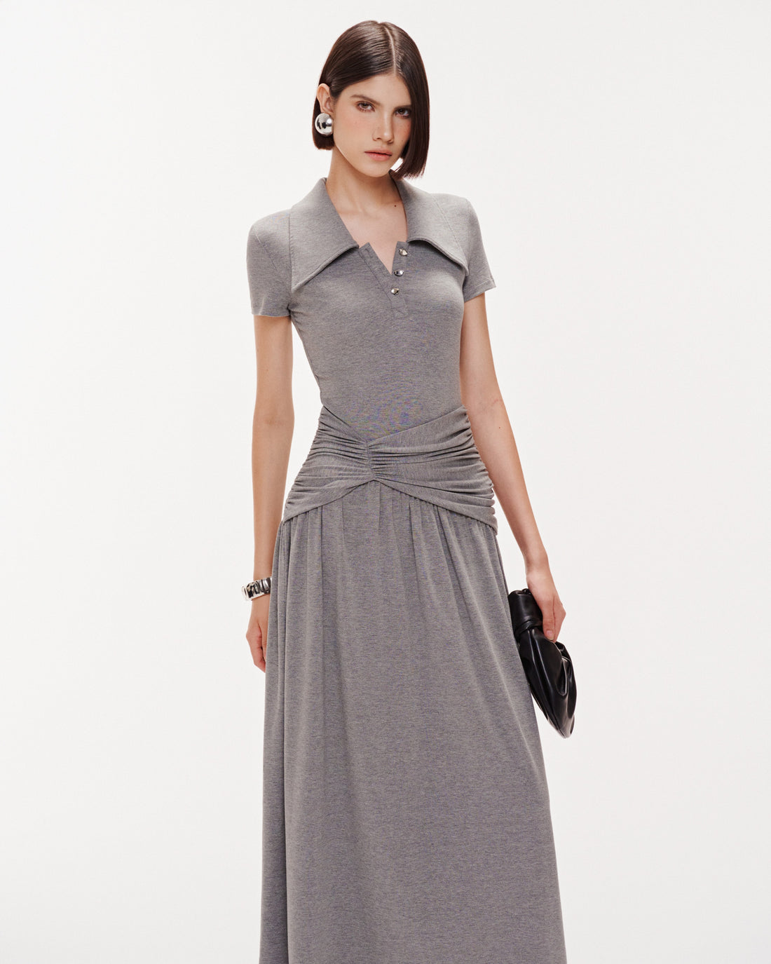 Long Smocked Waist Polo Dress