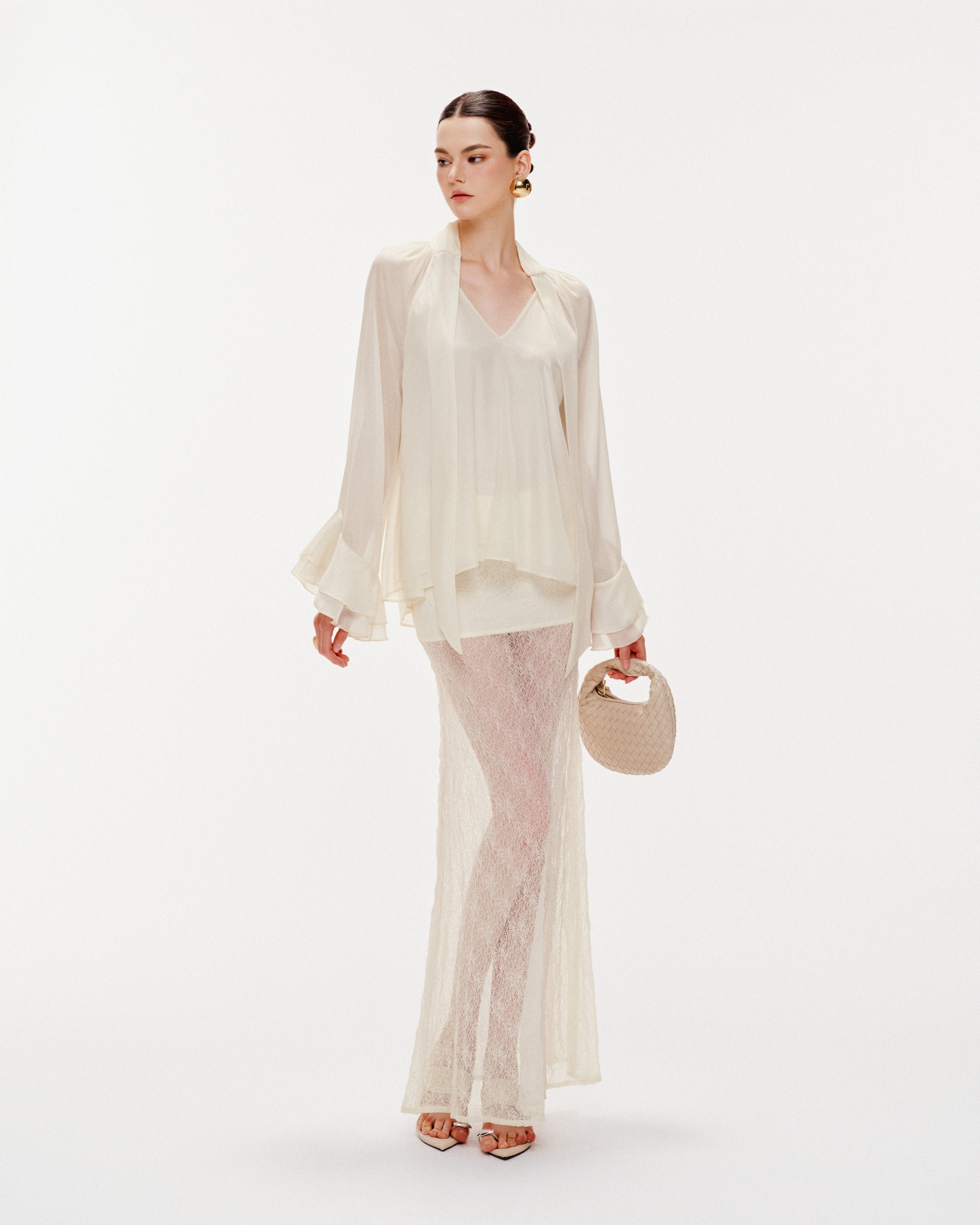 Flared Sleeve Long-Tail Top