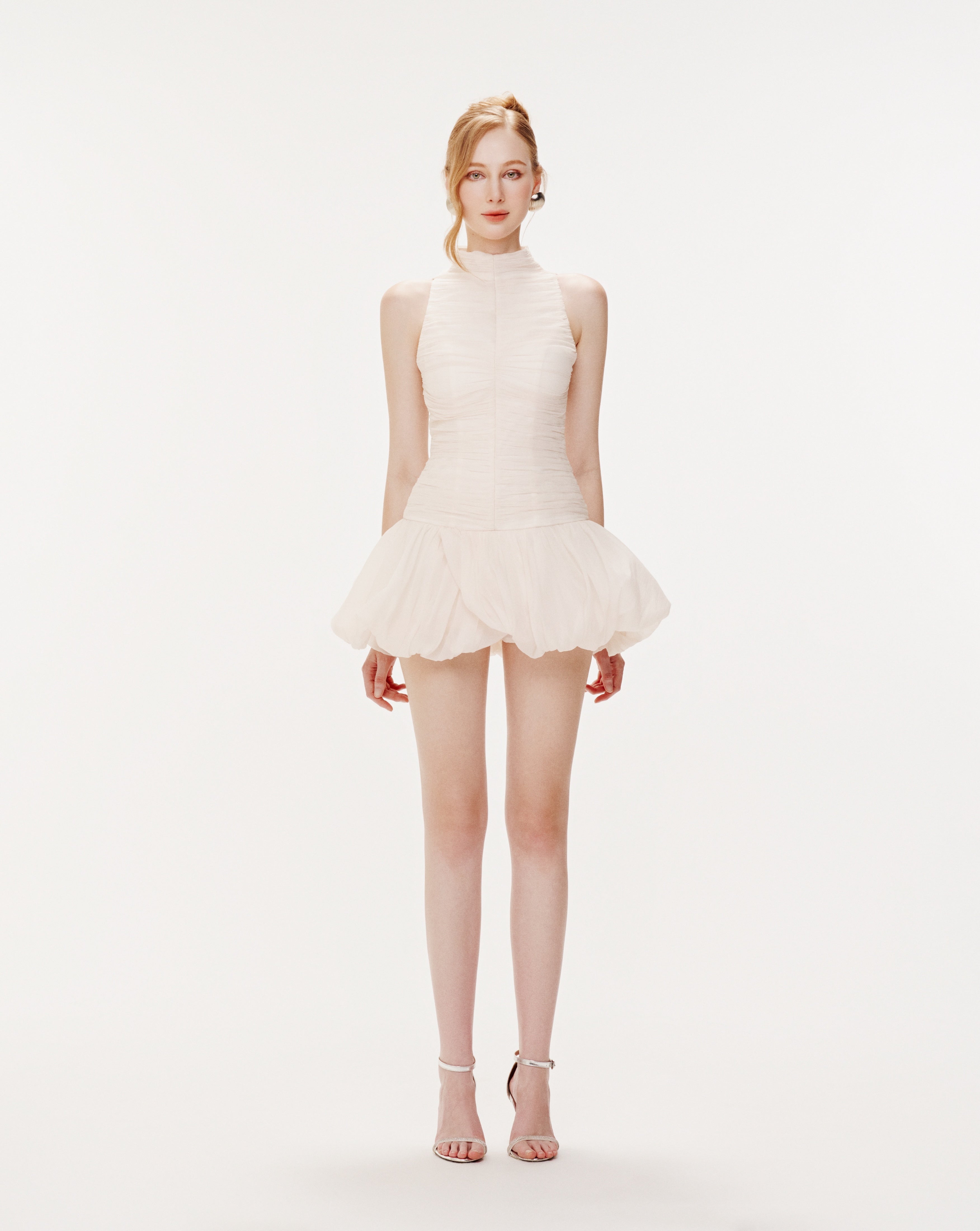 Ruched Mock Neck Dress