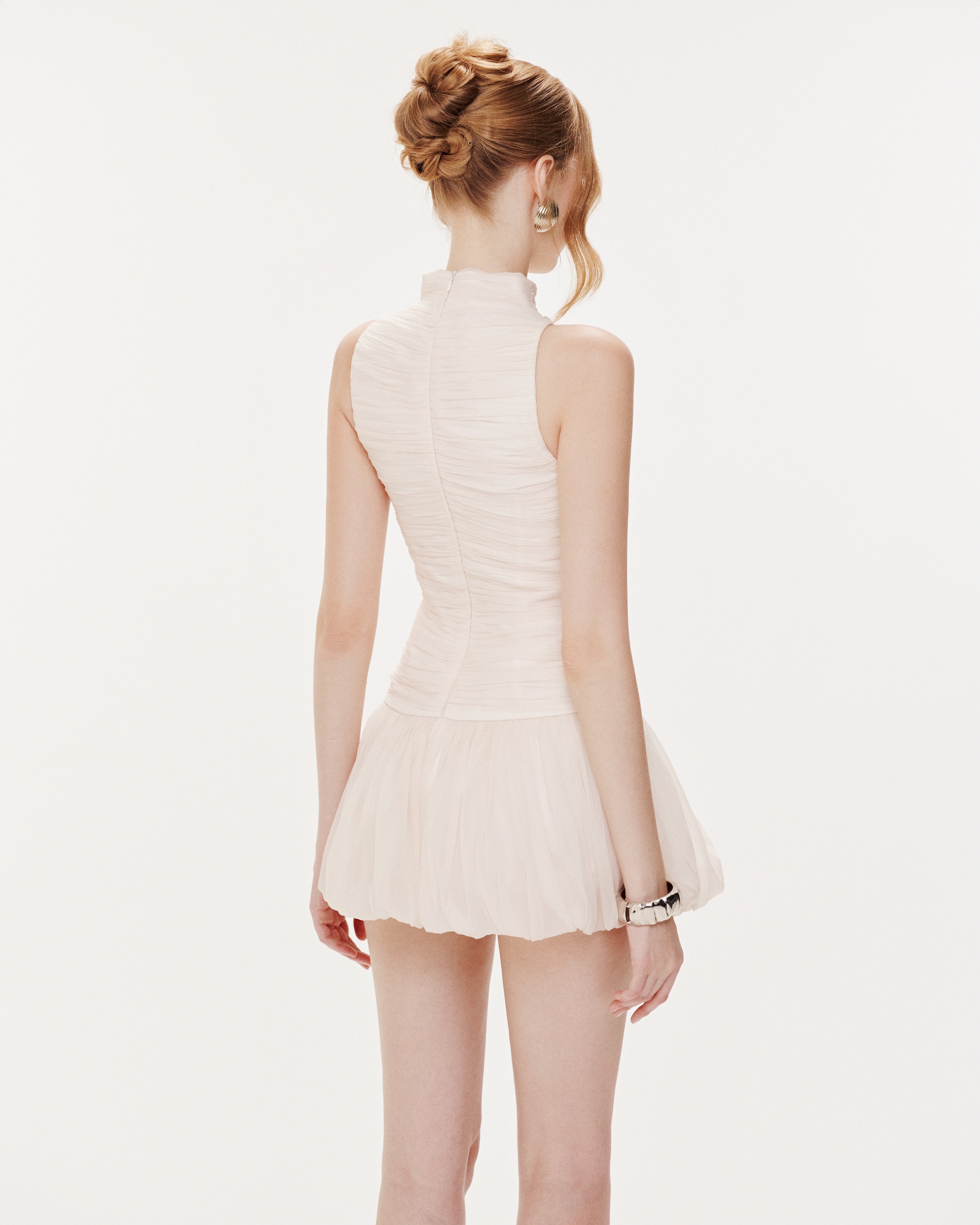 Ruched Mock Neck Dress