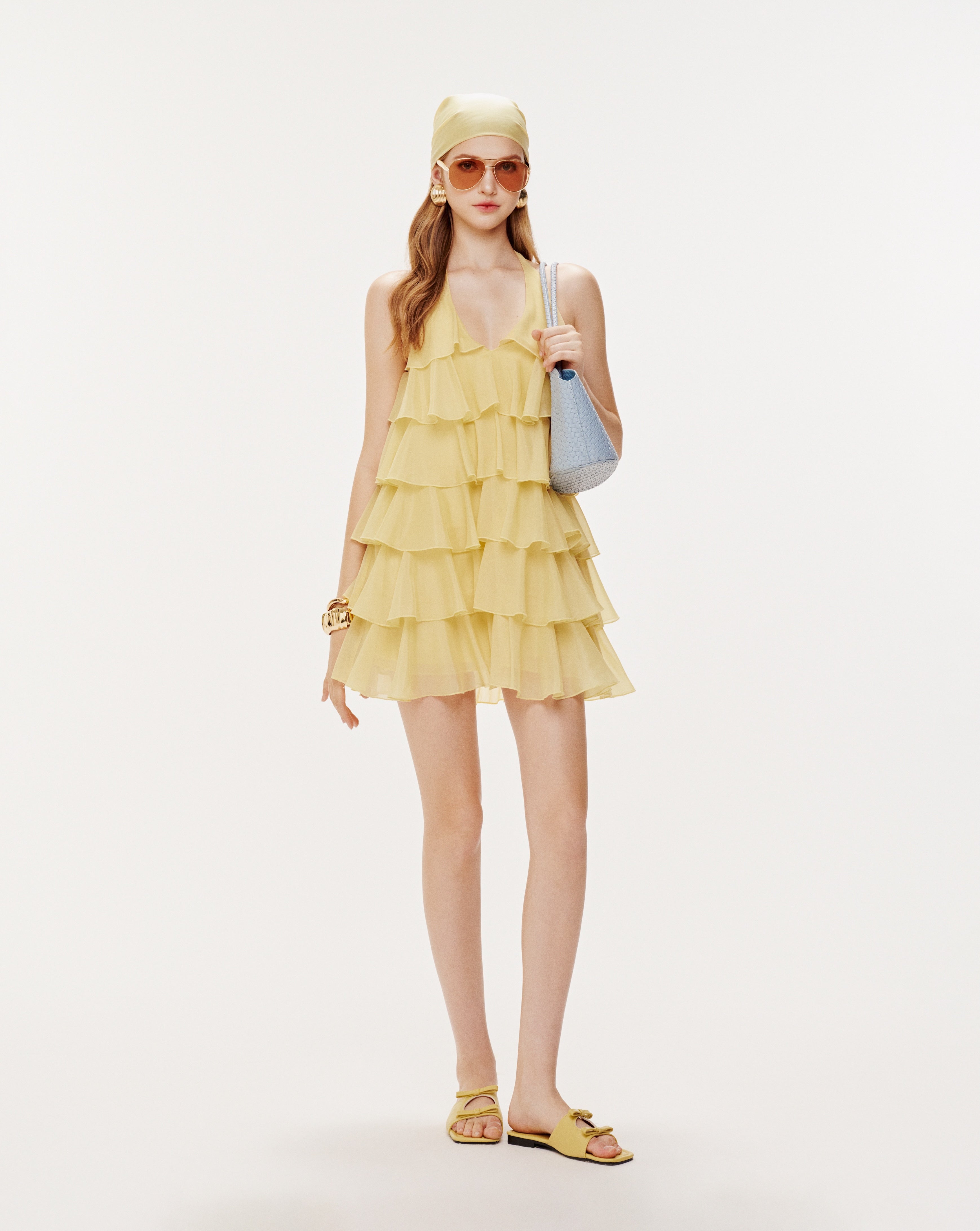 Tiered Chiffon Shift Dress