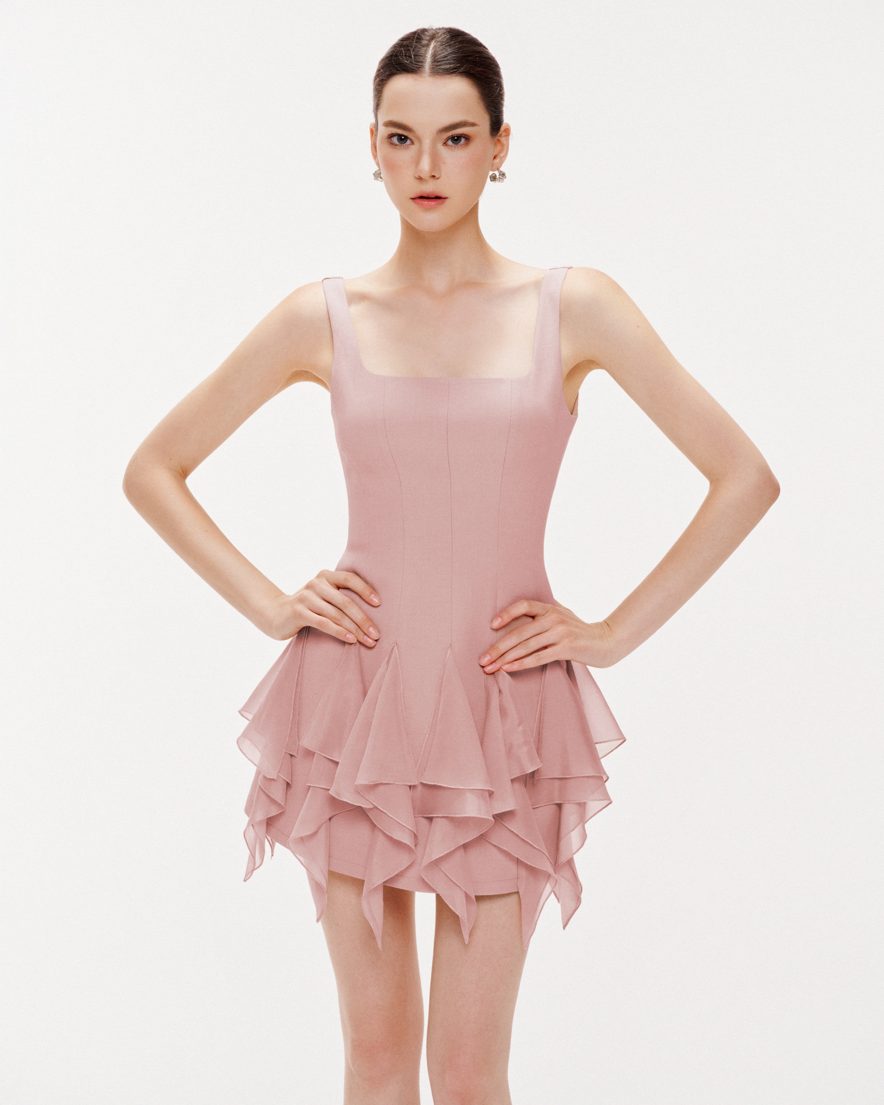 Pointed Ruffles Dress