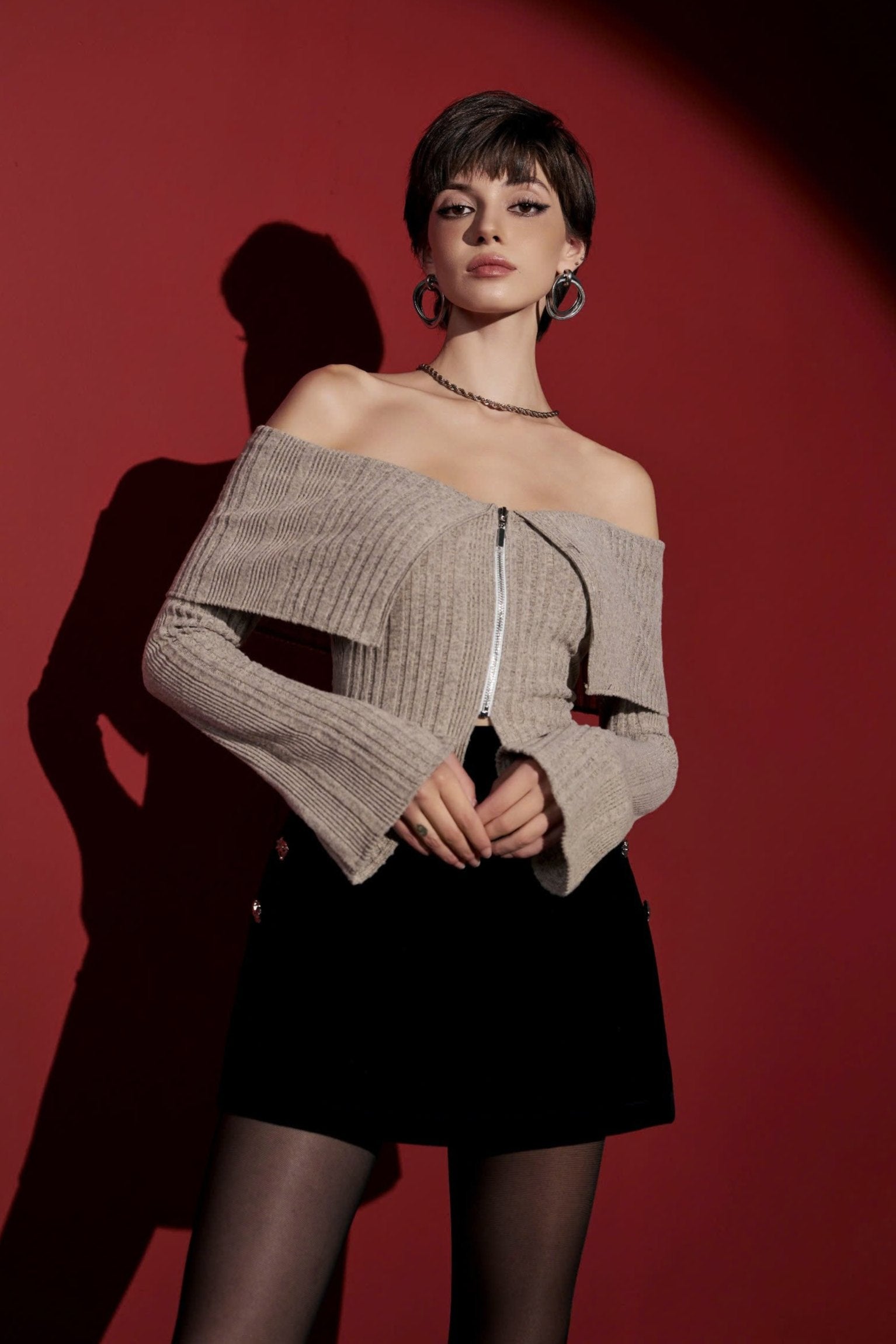 Striped Off-Shoulder Knit Top
