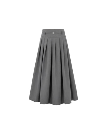 Long Pleated Skirt With Belt