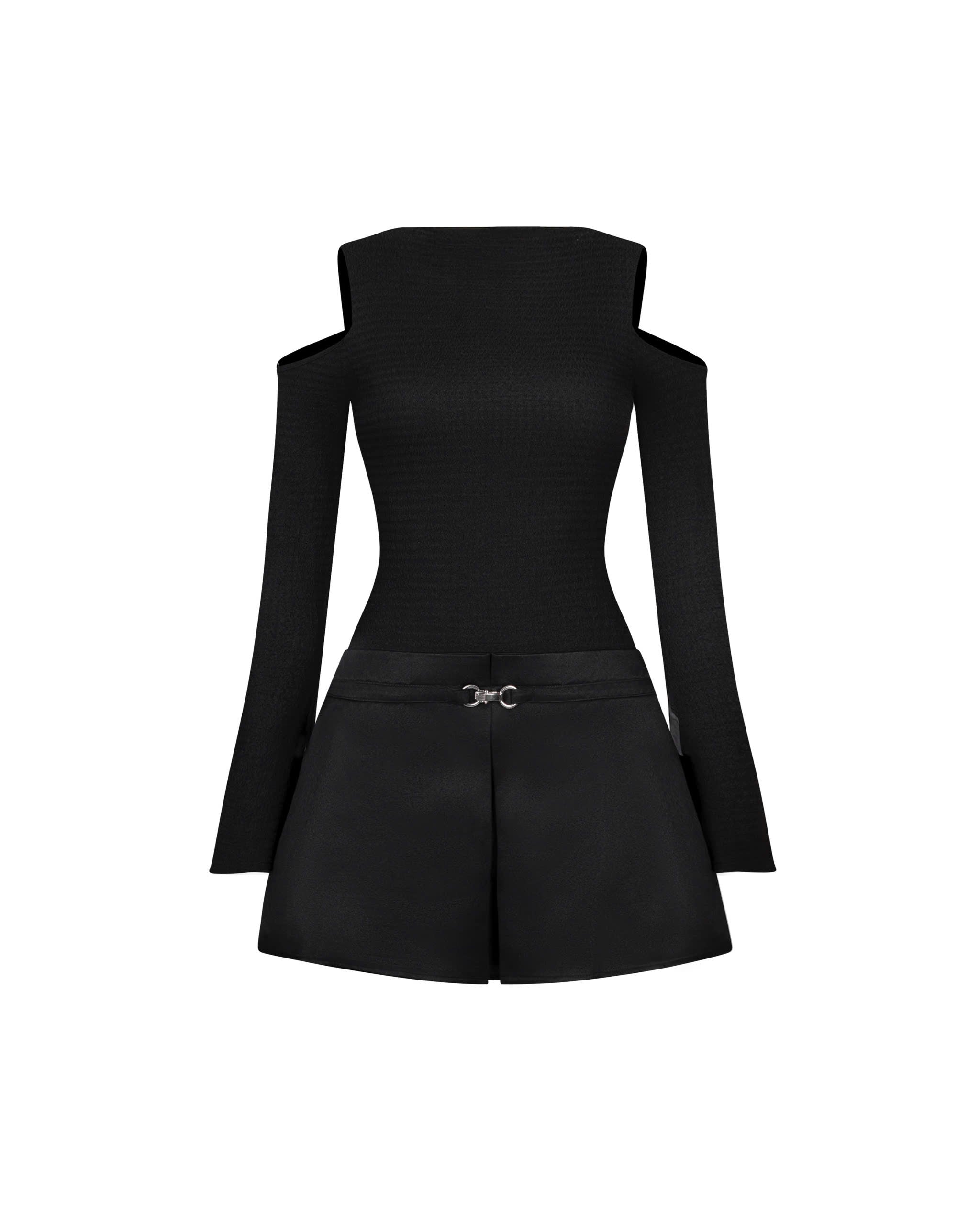 Cold Shoulder Pleated Dress